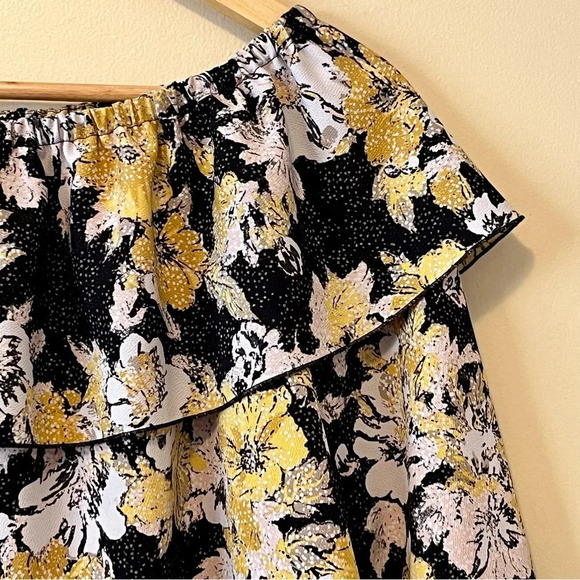 Wilfred| Aritzia| ‘Morel’ Off Shoulder Long Sleeve Top Black Yellow White Sz S - Picture 2 of 6